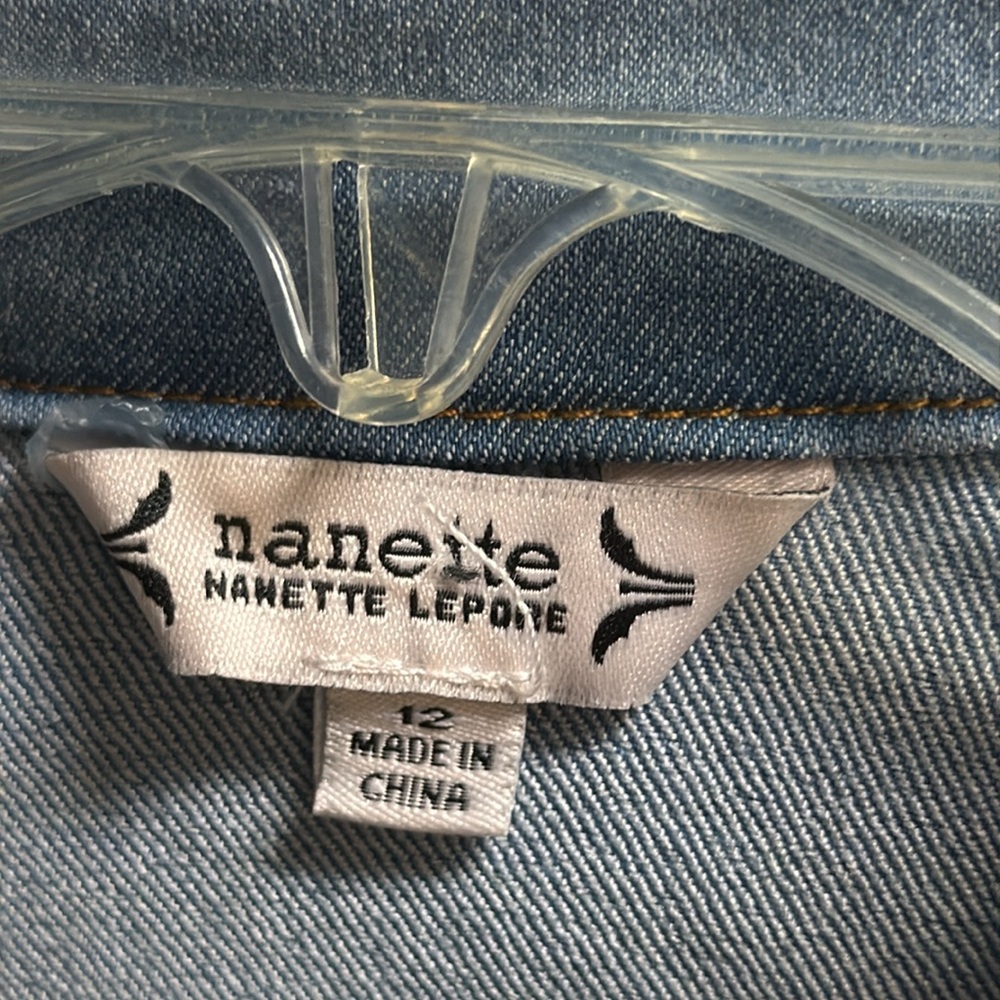 NWT Nanette Lepore Women's Belted Button Front Stretch Denim Shirt Mini Dress - Picture 16 of 16
